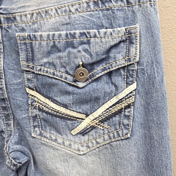 Axe & Crown Jeans Mens 33x32 Blue Slim Boot Distressed Denim Back Flap Pockets - Picture 6 of 14